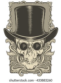 skull in cylinder hat