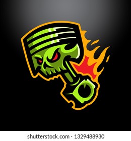 Skull Cylinder on Fire Vector Illustration