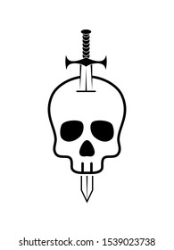Skull and Dagger icon isolated on white background. Skull and Dagger icon simple sign. Skull and Dagger icon trendy and modern symbol for graphic and web design. Vector illustration