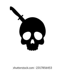 Schädel mit Dagger- oder Messerschwarz-Symbol. Silhouette-Skull-Logo