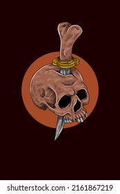 Skull with dagger vector illustration