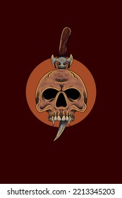 Skull with dagger vector illustration