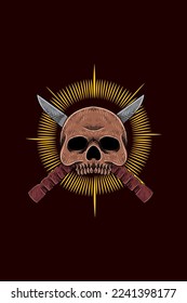 Skull with dagger vector illustration