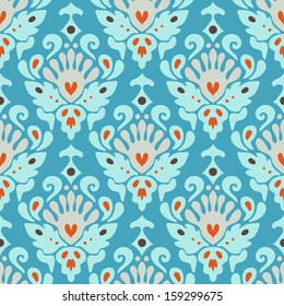 Skull damask flower vector pattern