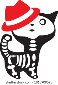 Ilustración del gato que baila el cráneo