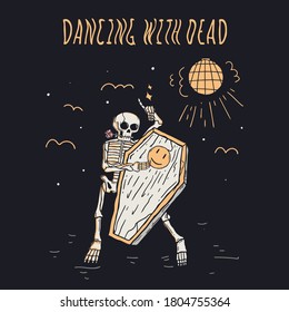 skull dancing with death illustration