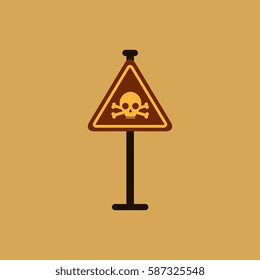 skull danger road sign