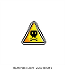 skull danger sign in pixel art style