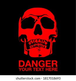 skull danger sign. vector illustration: attention, be careful - poison. mortally dangerous to life and health. human skull vector icon