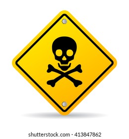 Skull danger sign vector illustration isolated on white background