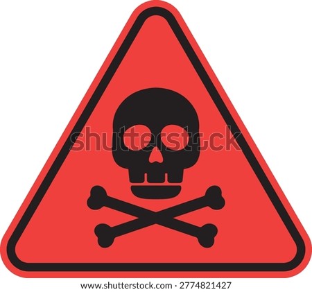 Skull, Danger, Triangle, Warning, Red