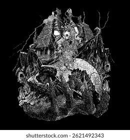 skull dark art vector template illustration for clothing brand