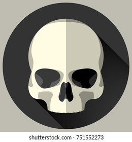 skull in a dark circle flat design vector