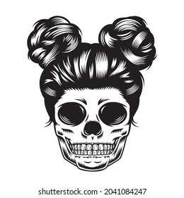 Skull Daughter Head design on white background. Halloween. skull head logos or icons. vector illustration.