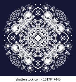 Skull Day of The Dead sugar skull with floral ornament illustration
