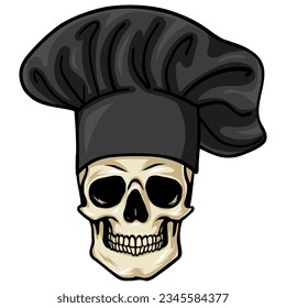 Skull Dead Chef Logo Design Vector Cartoon Drawing