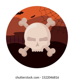skull dead halloween icon vector illustration