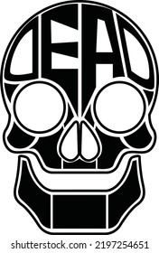 un espantoso horror y miedo como un cráneo de texto muerto