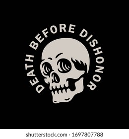 SKULL DEATH BEFORE DISHONOR BLACK BACKGROUND