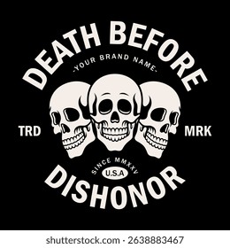 Skull 'Death Before Dishonor' logo vector on black background