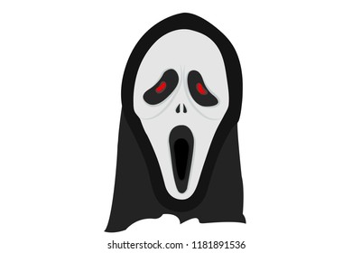Skull of death with black hood.