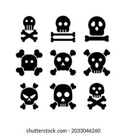 cráneo icono de muerte o logotipo símbolo de signo aislado ilustración vectorial - Colección de iconos vectoriales de estilo negro de alta calidad

