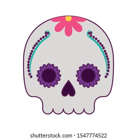 skull death icon traditional mexican vector illustration design