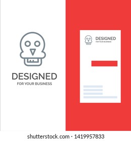 Skull, Skull Death, Medical, Man Grey Logo Design and Business Card Template