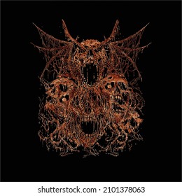 skull death metal illustration  design horror  punk  grunge 