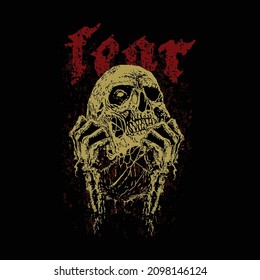 skull death metal illustration  horror art  t  shirt design  printing design