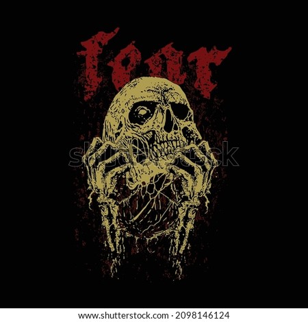 skull death metal illustration. horror art, t-shirt design, printing design