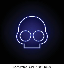 skull, death outline blue neon icon. detailed set of death illustrations icons. can be used for web, logo, mobile app, UI, UX