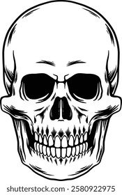 skull, death, skeleton, head, halloween, human, bone, vector, illustration, dead, anatomy, horror, tattoo, black, symbol, evil, teeth, face, danger, scary, bones, white, isolated, cartoon, spooky