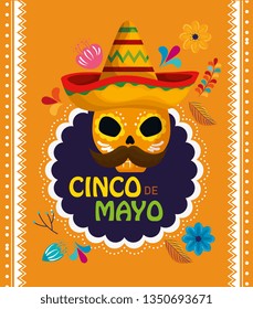 skull decoration with hat to mexican event celebration