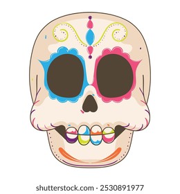 Skull with decorative pattern and hollow eyes, Vector