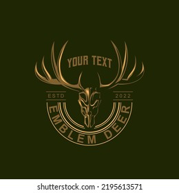 Skull of Deer Logo Vintage Outdoor adventure logo design template vector illustration