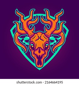 Skull deer mascot Esport logo template