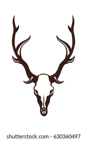 Skull of a deer. Object isolated on white background. Vector illustration.