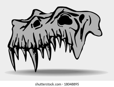 Skull of demon - isolated on white - vector