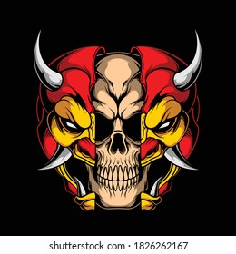 skull with demon mask for  commercial use