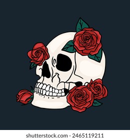Diseño de calavera. Setas y calaveras psicodélicas Bright Magic. Plantilla del tatuaje del cráneo