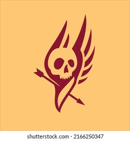 skull design with a combination of a bird hit by an arrow