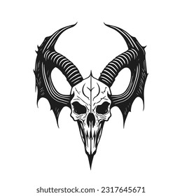 Skull design with crescent horns. Suitable for shirt design, tattoos, and emblems