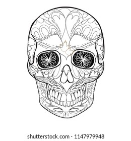 Skull Design in Doodle Hand Drawn Stile vector illustration