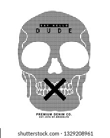 skull design with dot texture as vector for tee print