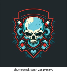 skull design, esports mascot logo, gaming template, illustration