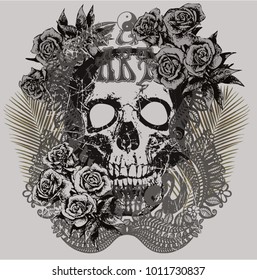 Skull design with flowers