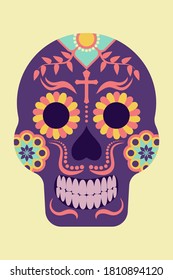 Skull design for Halloween of Day of the dead holiday party