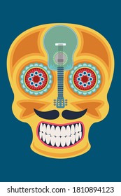 Skull design for Halloween of Day of the dead holiday party
