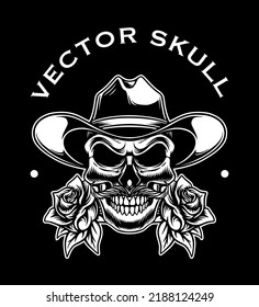 Skull design illustration cowboy theme for icon or logo